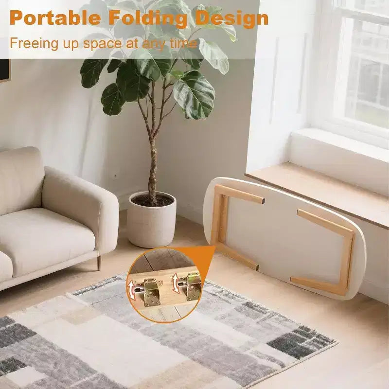Table basse pliante en bois, Table d'appoint pliante pour ordinateur portable pour petits espaces, Table d'étude basse pour s'asseoir au sol pour le salon, la chambre à coucher, le bureau, le magasin