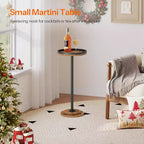 ACOINEL Petite table d'appoint ronde, table à martini/café avec piédestal, table de chevet rustique marron pour petits espaces