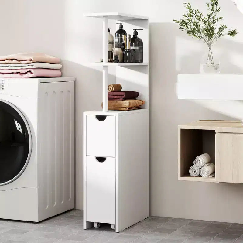 Meuble de rangement étroit Costway avec étagères ouvertes, tiroir coulissant et chariot sur roulettes pour la cuisine