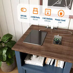 Table de chevet moderne de style ferme avec station de recharge, 2 tiroirs et étagère ouverte, pour chambre à coucher, salon