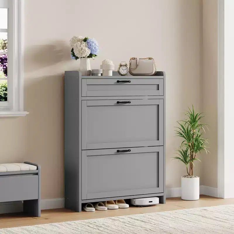 Meuble à chaussures pivotant moderne, Rangement peu encombrant pour entrées, Durable et élégant, Montage facile, Idéal pour les foyers occupés