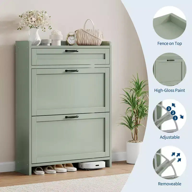 Meuble à chaussures pivotant moderne, Rangement peu encombrant pour entrées, Durable et élégant, Montage facile, Idéal pour les foyers occupés
