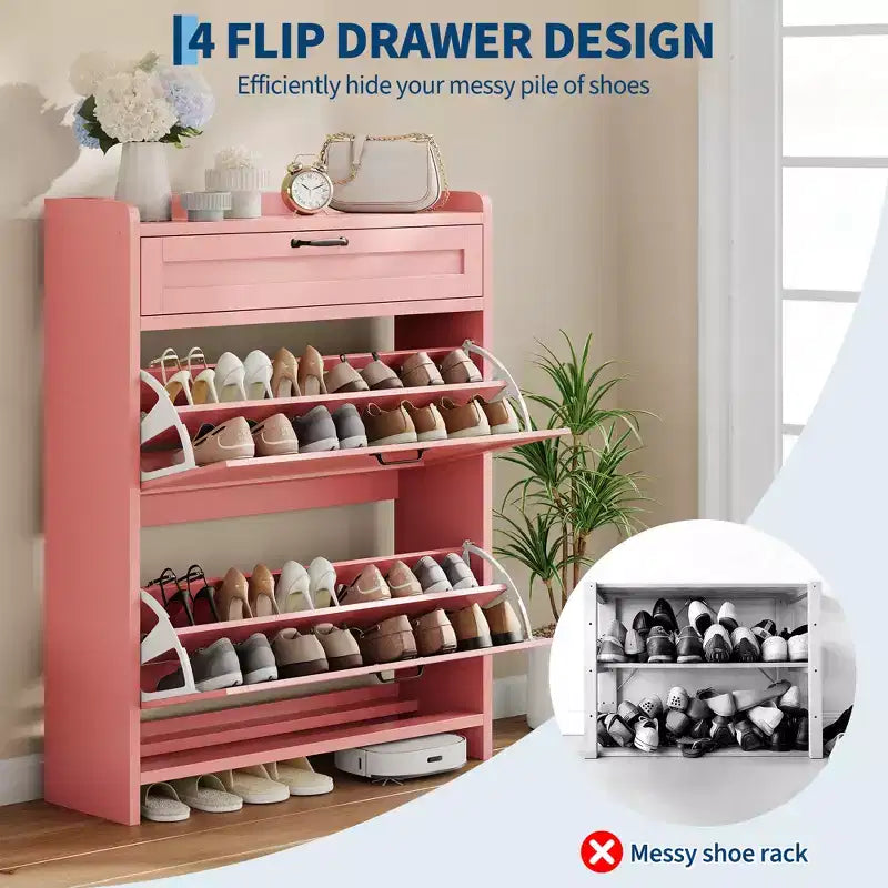 Meuble à chaussures pivotant moderne, Rangement peu encombrant pour entrées, Durable et élégant, Montage facile, Idéal pour les foyers occupés