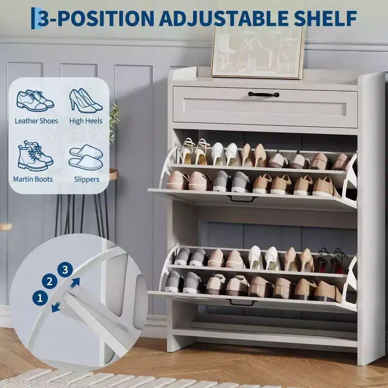 Meuble à chaussures pivotant moderne, Rangement peu encombrant pour entrées, Durable et élégant, Montage facile, Idéal pour les foyers occupés