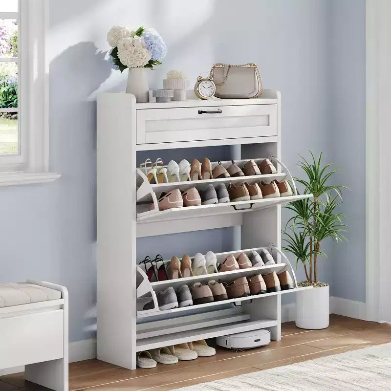Meuble à chaussures pivotant moderne, Rangement peu encombrant pour entrées, Durable et élégant, Montage facile, Idéal pour les foyers occupés
