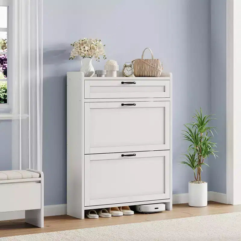 Meuble à chaussures pivotant moderne, Rangement peu encombrant pour entrées, Durable et élégant, Montage facile, Idéal pour les foyers occupés