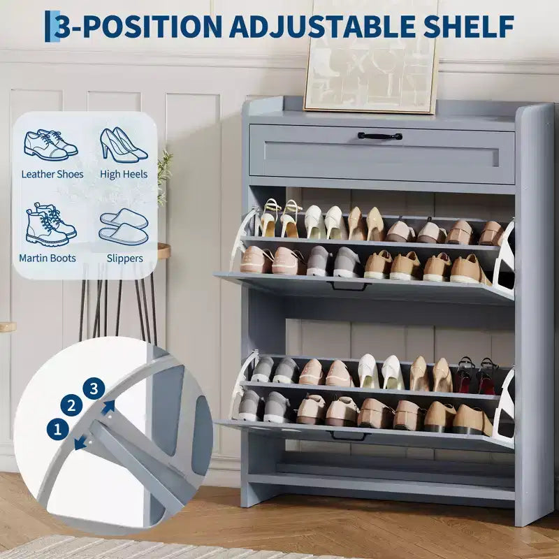 Meuble à chaussures pivotant moderne, Rangement peu encombrant pour entrées, Durable et élégant, Montage facile, Idéal pour les foyers occupés