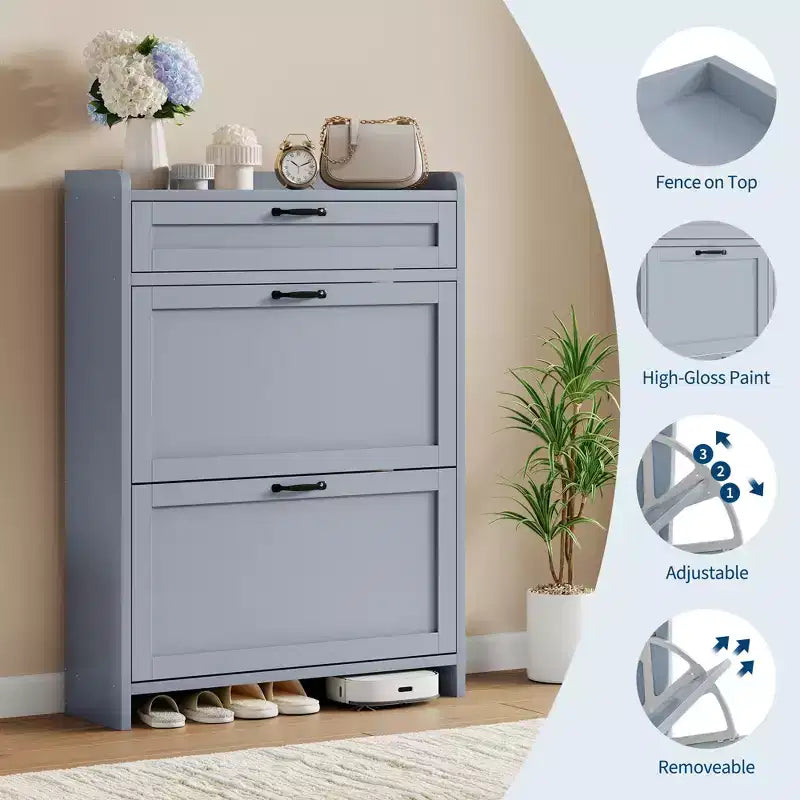 Meuble à chaussures pivotant moderne, Rangement peu encombrant pour entrées, Durable et élégant, Montage facile, Idéal pour les foyers occupés