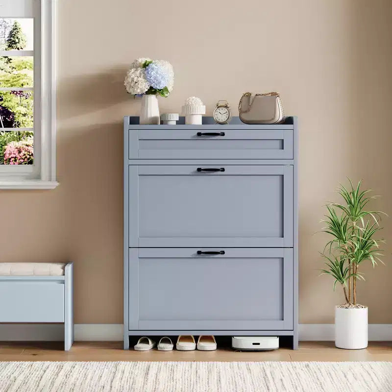 Meuble à chaussures pivotant moderne, Rangement peu encombrant pour entrées, Durable et élégant, Montage facile, Idéal pour les foyers occupés