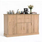 58 Fluted Buffet Storage Cabinet with Drawers & Doors, Modern Farmhouse Sideboard with Adjustable Shelf and Gold Pulls for Dining & Living Spaces
