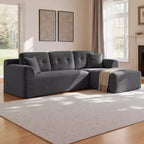 VASAGLE Canapé sans accoudoirs de 275 cm avec méridienne, assise profonde, en velours côtelé en forme de L pour salon, méridienne à droite