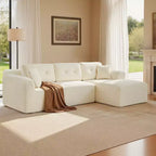 VASAGLE 108.3 Inches Boneless Couch with Chaise, with Deep Seat, L-Shape Corduroy Sofa for Living Room, Right-Facing Chaise