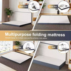 BestMassage Matelas pliant de 10 cm, surmatelas en mousse à mémoire de forme triple, avec housse lavable pour camping, invités ou VR, grand lit