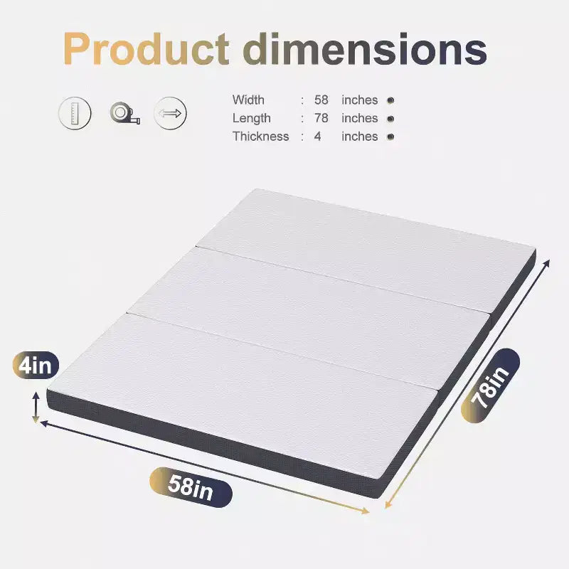 BestMassage Matelas pliant de 10 cm, surmatelas en mousse à mémoire de forme triple, avec housse lavable pour camping, invités ou VR, grand lit