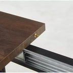 Table à manger carrée extensible avec pied en métal et plateau en MDF, 140/180x80x75 cm, longueur réglable, finition noyer