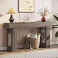Lantine 63-Inch Long Console Table, Wooden Rectangular Sofa Table Behind Couch, Farmhouse Entryway Table for Hallway, Living Room, Grey