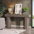 Console Lantine de 63 po de long, table de canapé rectangulaire en bois à placer derrière le canapé, table d'entrée de style rustique pour couloir, salon, grise