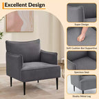 Fauteuil d'appoint, fauteuil moderne en velours côtelé avec accoudoirs rembourrés doux, fauteuil de salon de 136 kg avec pieds coniques en métal pour salon, chambre à coucher