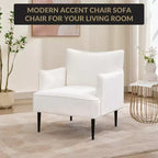 Fauteuil d'appoint, fauteuil moderne en velours côtelé avec accoudoirs rembourrés doux, fauteuil de salon de 136 kg avec pieds coniques en métal pour salon, chambre à coucher