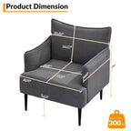 Fauteuil d'appoint, fauteuil moderne en velours côtelé avec accoudoirs rembourrés doux, fauteuil de salon de 136 kg avec pieds coniques en métal pour salon, chambre à coucher