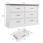 Commode de ferme 47 po avec 6 tiroirs, organiseur de rangement rustique en bois pour chambre à coucher, salon, couloir et entrée