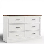 Commode de ferme 47 po avec 6 tiroirs, organiseur de rangement rustique en bois pour chambre à coucher, salon, couloir et entrée