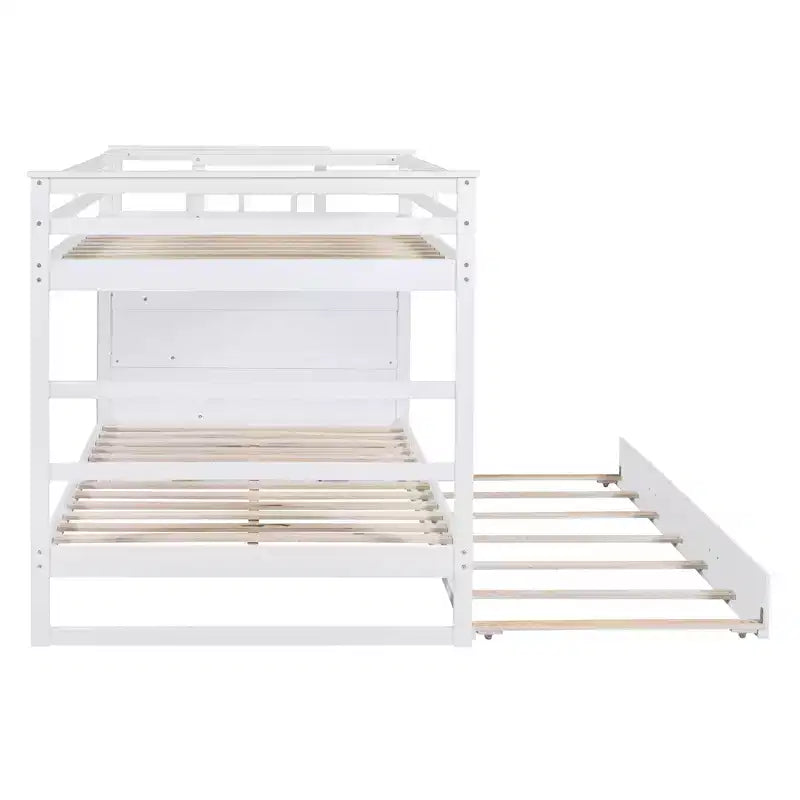 Lit superposé double Luxystar avec escalier de rangement et lit gigogne