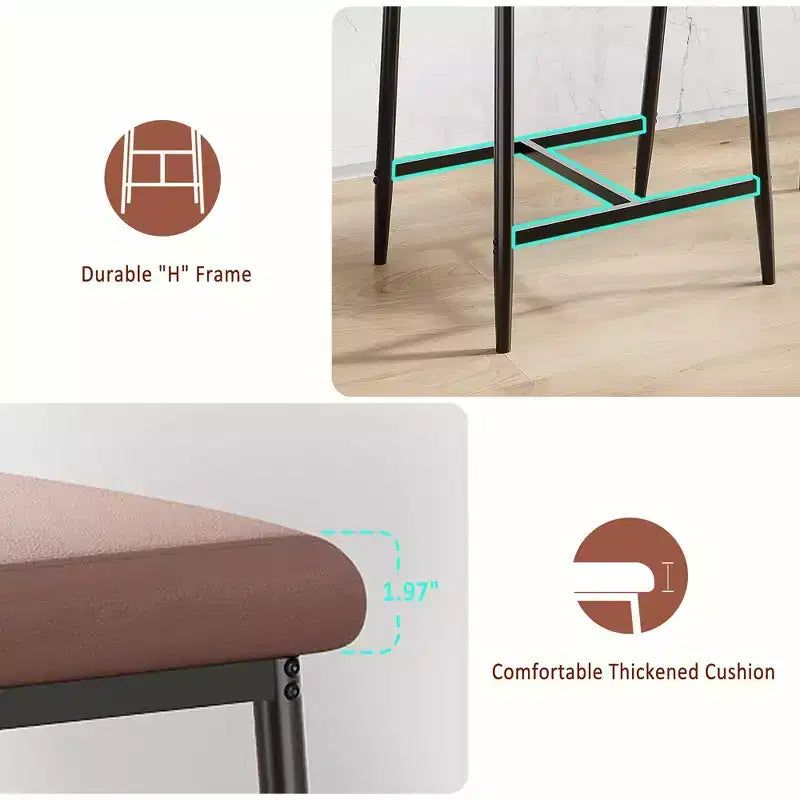 Lot de 4 tabourets de bar avec accoudoirs, tabourets de bar en métal à hauteur de comptoir avec repose-pieds et assise rembourrée, chaises de cuisine avec dossier doux, lot de 4