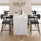 Lot de 4 tabourets de bar avec accoudoirs, tabourets de bar en métal à hauteur de comptoir avec repose-pieds et assise rembourrée, chaises de cuisine avec dossier doux, lot de 4