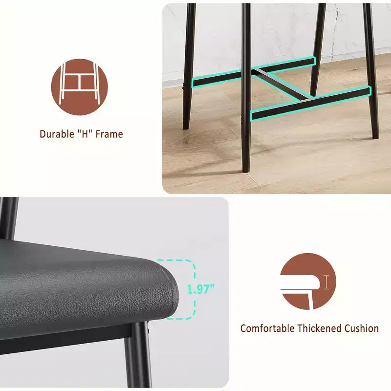 Lot de 4 tabourets de bar avec accoudoirs, tabourets de bar en métal à hauteur de comptoir avec repose-pieds et assise rembourrée, chaises de cuisine avec dossier doux, lot de 4