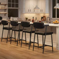 Bar Stools Set of 4 with Armrests  Counter Height Metal Barstools with Footrest & Upholstered Seat, Soft Back Kitchen Island Chairs  Set of 4