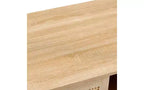 Table basse moderne en rotin JVNOXK de 105 cm avec porte coulissante de rangement, pieds en bois massif, adaptée au salon, dispose d'un espace de rangement, naturelle