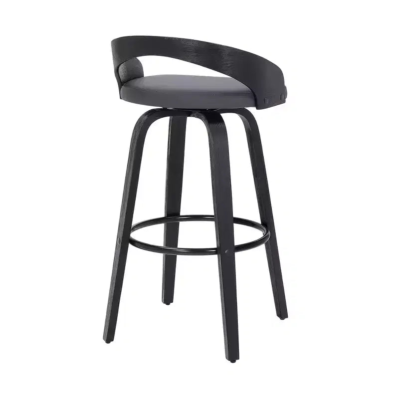 HomeRoots 26 Chaise de bar pivotante à dossier bas en similicuir gris et noir et fer forgé à hauteur de comptoir