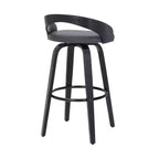 HomeRoots 26 Chaise de bar pivotante à dossier bas en similicuir gris et noir et fer forgé à hauteur de comptoir