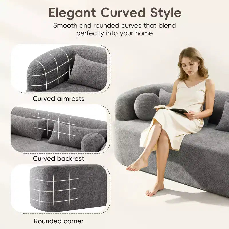 Canapé nuage rembourré en chenille moderne GDFStudio Mason 3 places avec oreillers