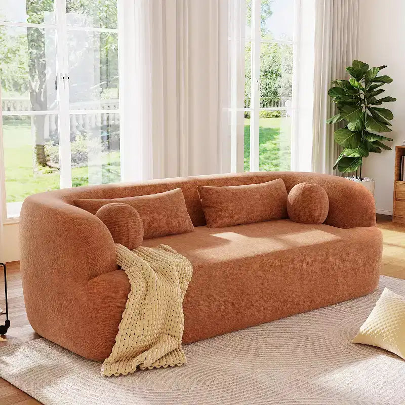 Canapé nuage rembourré en chenille moderne GDFStudio Mason 3 places avec oreillers