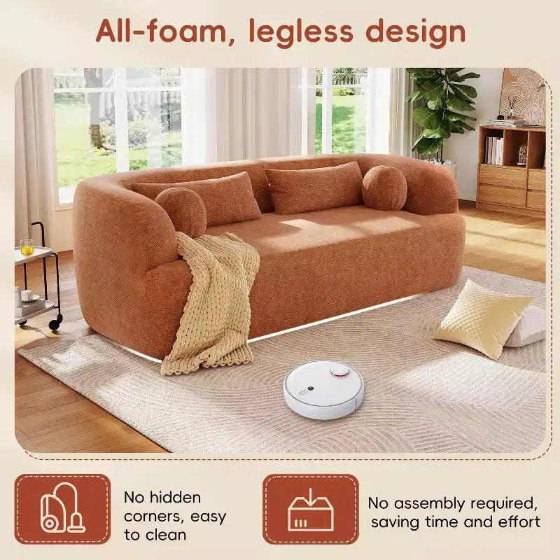 Canapé nuage rembourré en chenille moderne GDFStudio Mason 3 places avec oreillers