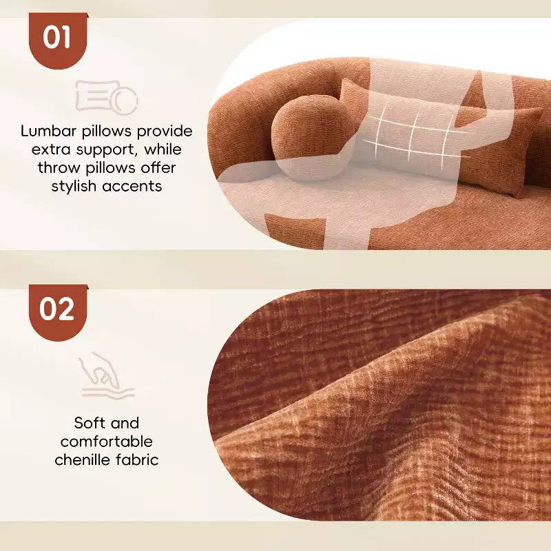 Canapé nuage rembourré en chenille moderne GDFStudio Mason 3 places avec oreillers