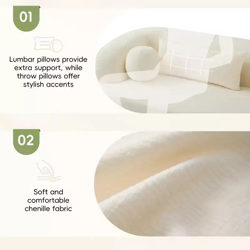 Canapé nuage rembourré en chenille moderne GDFStudio Mason 3 places avec oreillers