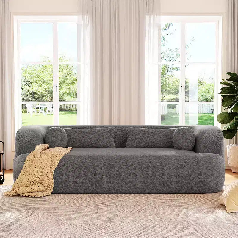 Canapé nuage rembourré en chenille moderne GDFStudio Mason 3 places avec oreillers