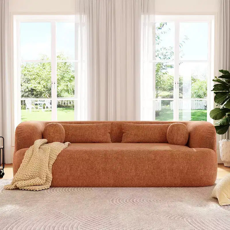 Canapé nuage rembourré en chenille moderne GDFStudio Mason 3 places avec oreillers