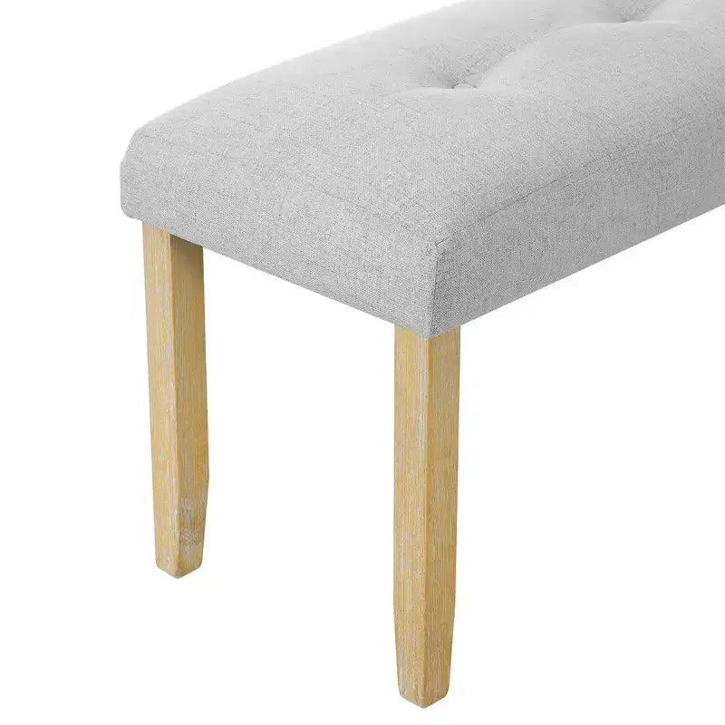 Banc capitonné de 39,75 po avec pieds en bois d'hévéa, utilisable dans plusieurs pièces