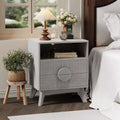 DobleePy 2PCS Modern Fluted Nightstand Set, Angled Legs & Round Wood Handles, 2 Drawers, Bedside End Table for Bedroom & Living Room