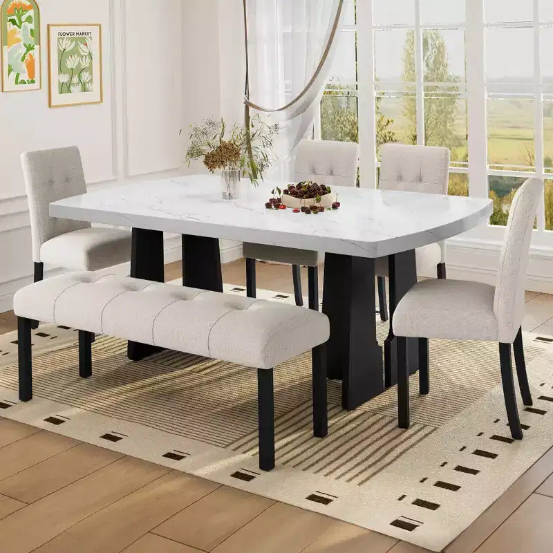 Banc de salle à manger moderne capitonné en lin de style fermier, utilisation polyvalente