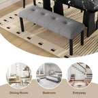 Banc de salle à manger moderne capitonné en lin de style fermier, utilisation polyvalente
