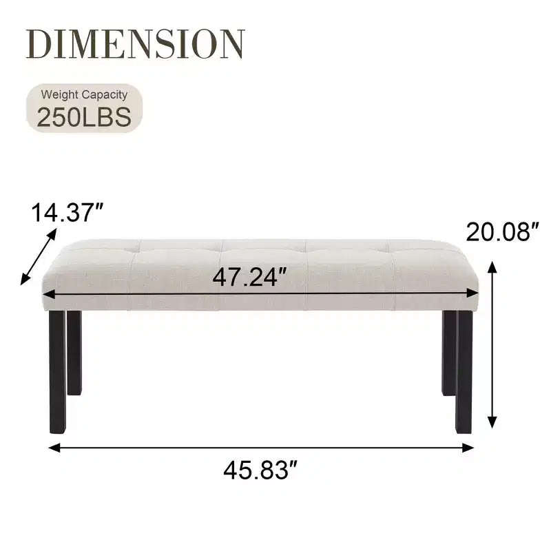 Banc de salle à manger moderne capitonné en lin de style fermier, utilisation polyvalente