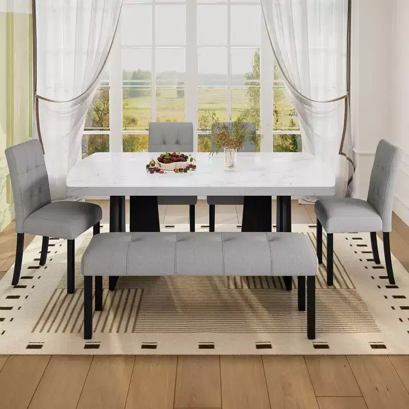 Banc de salle à manger moderne capitonné en lin de style fermier, utilisation polyvalente