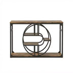 55 Entryway Console Table with 5-Tier Storage, Industrial Sofa Table with O-Shaped Metal Frame for Hallway & Living Room