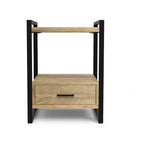 Table de chevet Lawson en bois de manguier massif de 56 cm de large, style industriel moderne, coloris naturel
