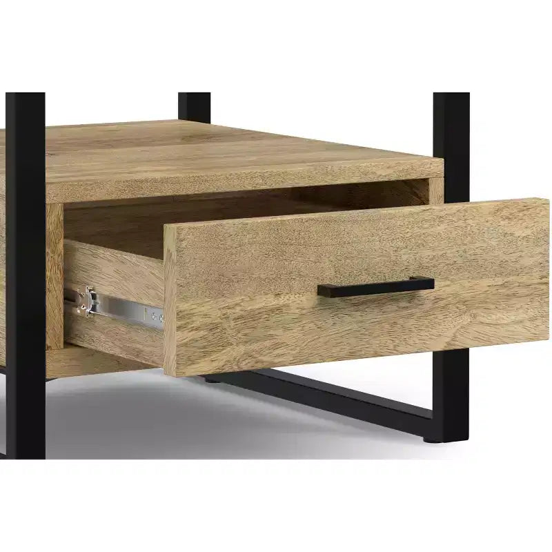 Table de chevet Lawson en bois de manguier massif de 56 cm de large, style industriel moderne, coloris naturel